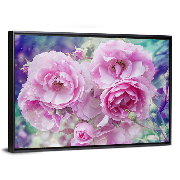 Romantic Pink Roses Close-up Canvas Wall Art