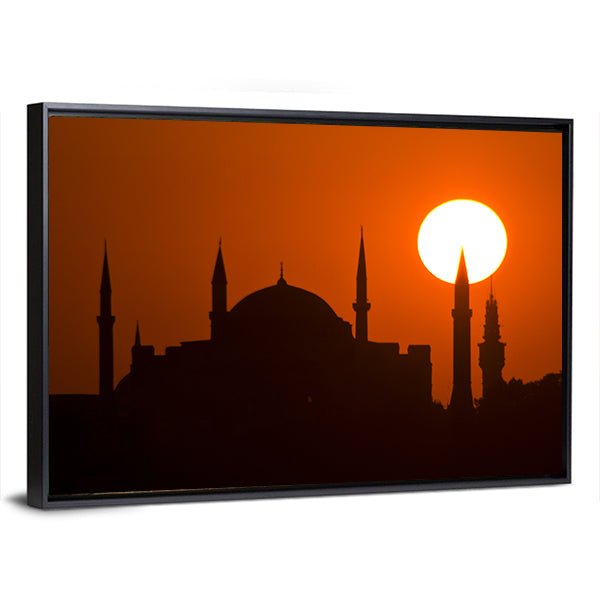 Silhouette Of Suleymaniye Mosque At Sunset In Istanbul Canvas Wall Art