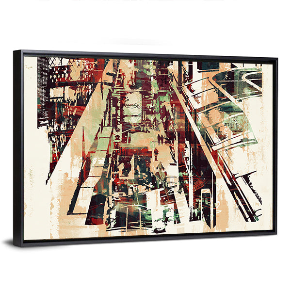 Crowded Urban Cityscape Canvas Wall Art