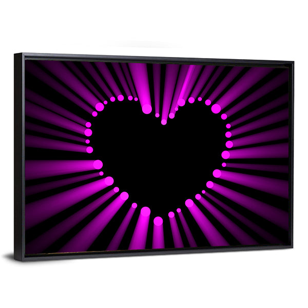 Magenta Heart with Radial Light Rays Canvas Wall Art