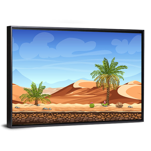 Desert Side-scrolling Game Scene Canvas Wall Art