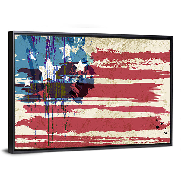 Grunge American Flag Canvas Wall Art