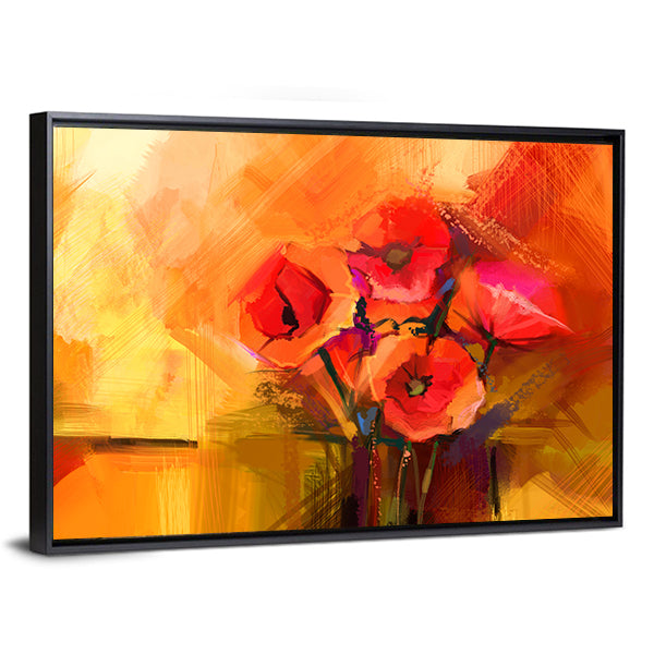 Abstract Red Poppy Bouquet Canvas Wall Art