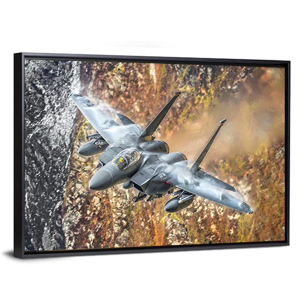 F-15 Fighter Jet Canyon Run Canvas Wall Art
