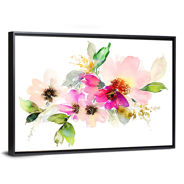 Watercolor Flowers Illustration Canvas Wall Art