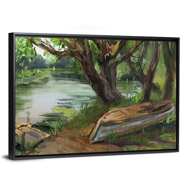 Willow Trees By The Water Canvas Wall Art