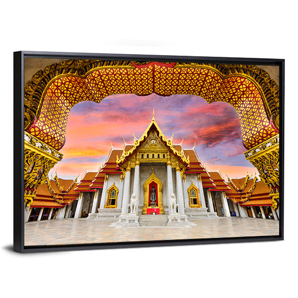 Marble Temple Of Bangkok In Thailand Canvas Wall Art