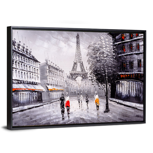 Paris Street Leading to the Eiffel Tower Canvas Wall Art