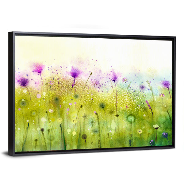 Cosmos Flowers Abstract Canvas Wall Art