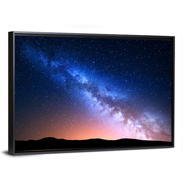 Starry Sky With Hills At Summer Canvas Wall Art