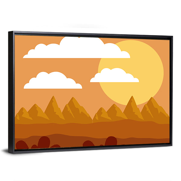 Desert Sunset Illustration Canvas Wall Art
