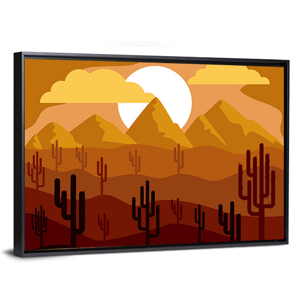 Desert Sunset with Saguaro Cacti Canvas Wall Art