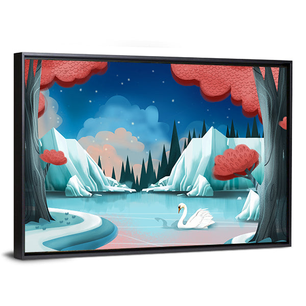 Fantasy Swan Lake Canvas Wall Art
