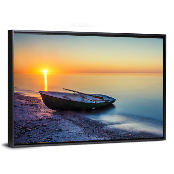 Sunset Rowboat Seascape Canvas Wall Art