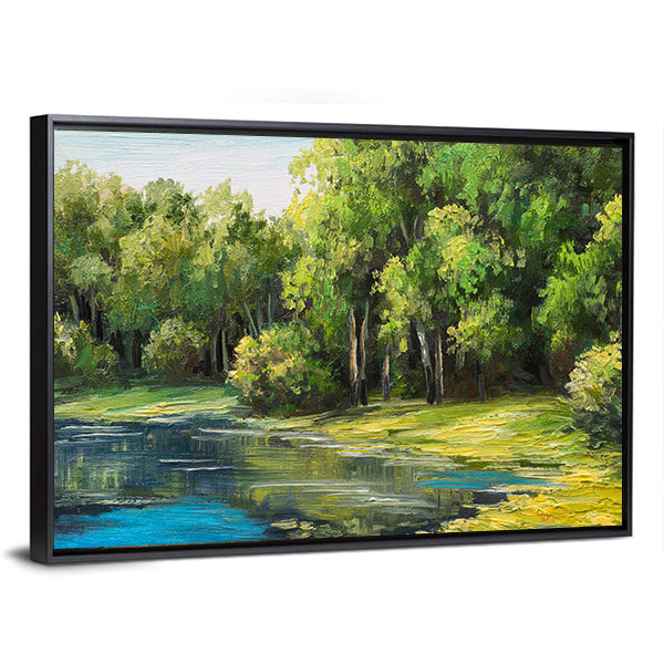 Lake In The Forest Canvas Wall Art