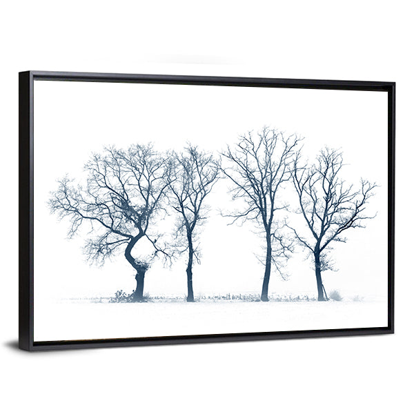 Four Bare Trees in Winter Canvas Wall Art