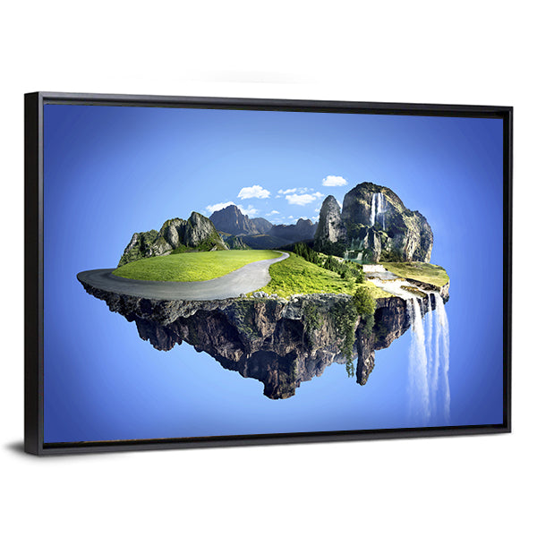 Floating Island with Waterfall Canvas Wall Art