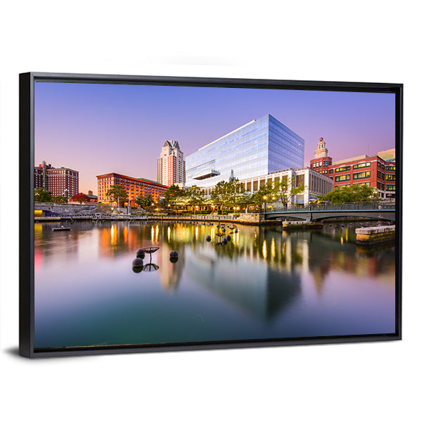 Providence Skyline at Blue Hour Canvas Wall Art