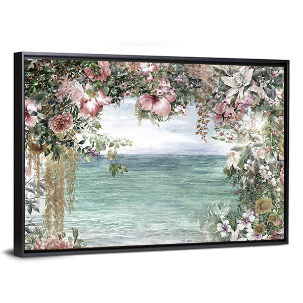 Spring Flowers by the Sea Canvas Wall Art