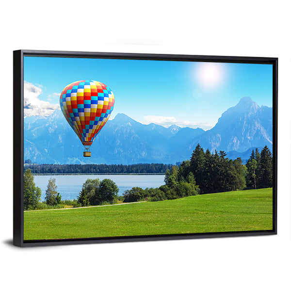 Bavaria Hot Air Balloon Over Alpine Lake Canvas Wall Art