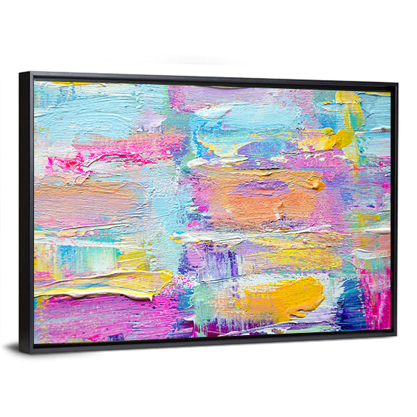 Layered Brushstrokes in Blue and Pink Canvas Wall Art