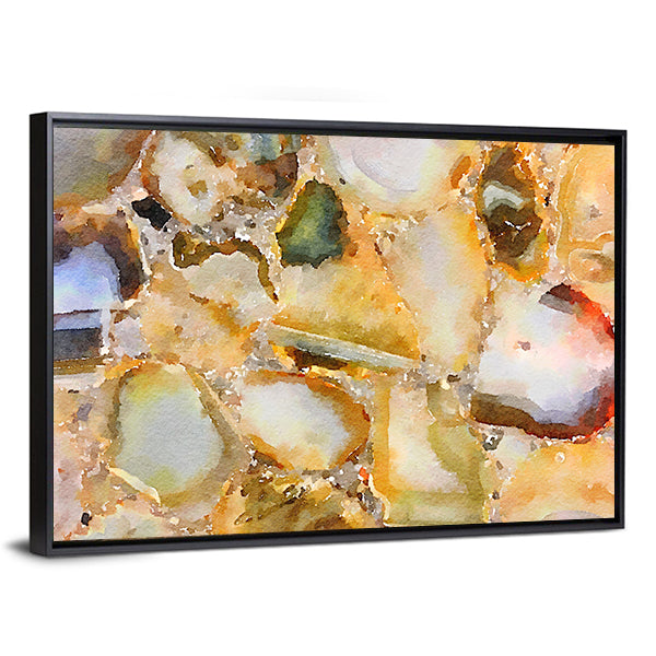 Watercolor Agate Gemstone Mosaic Canvas Wall Art