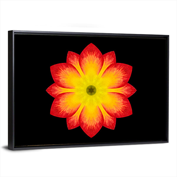 Red And Yellow Flower Mandala Canvas Wall Art