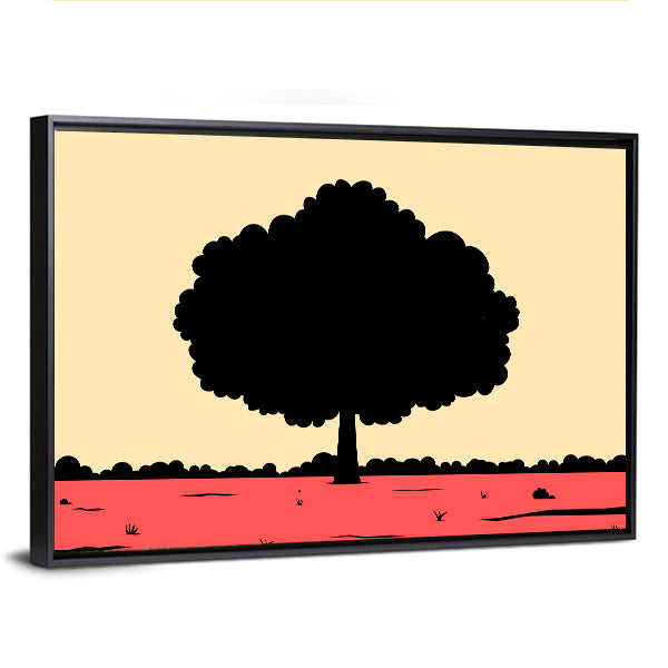 Silhouette Of Tree Canvas Wall Art