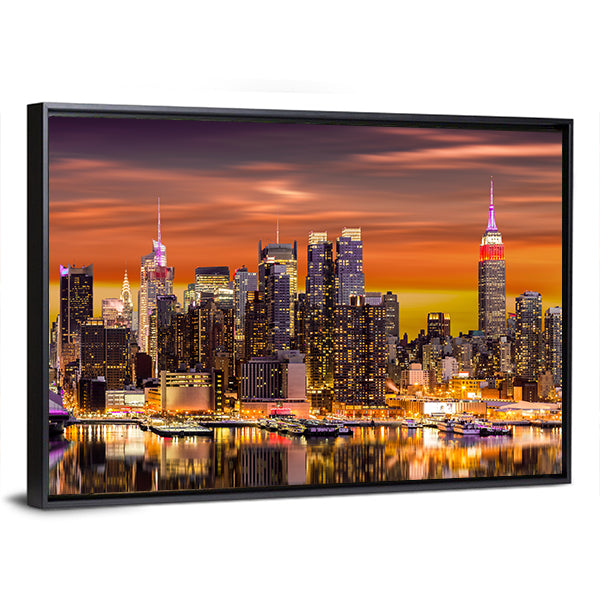 New York City At Sunrise Canvas Wall Art
