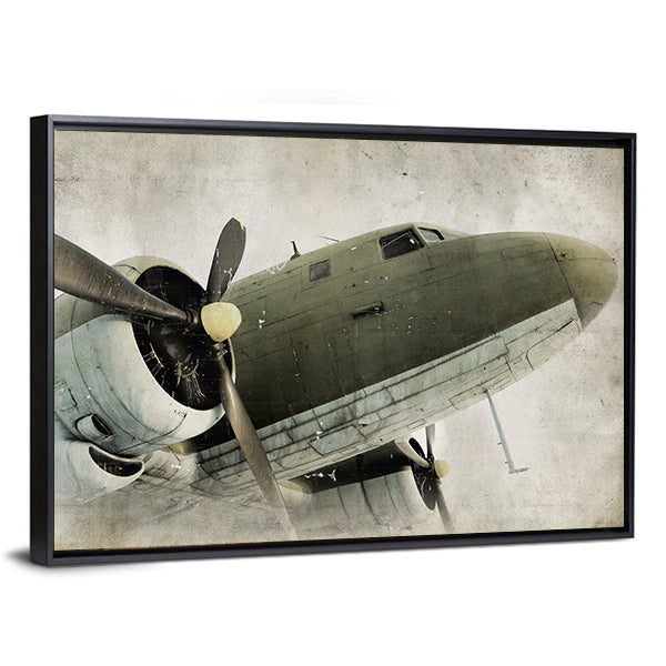 Old Propeller Airplane Canvas Wall Art