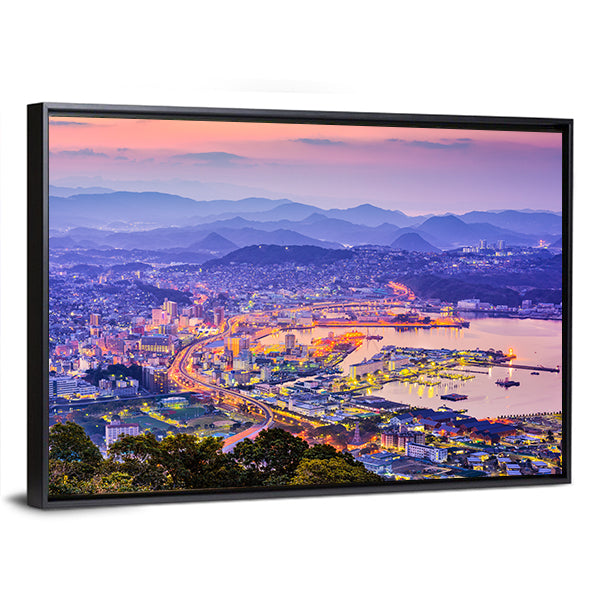 Sasebo Downtown Skyline In Nagasaki Japan Canvas Wall Art
