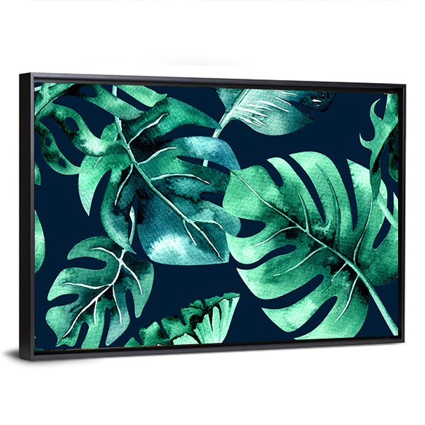 Dense Tropical Leaf Pattern Canvas Wall Art