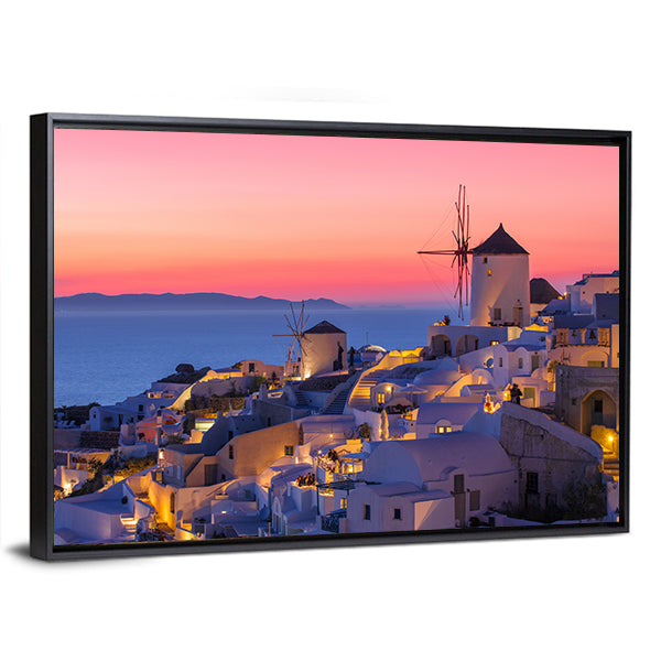 Sunset in Santorini Canvas Wall Art