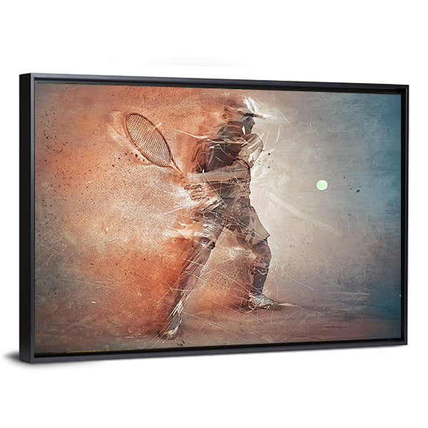 Tennis Player Hitting The Ball Illustration Canvas Wall Art
