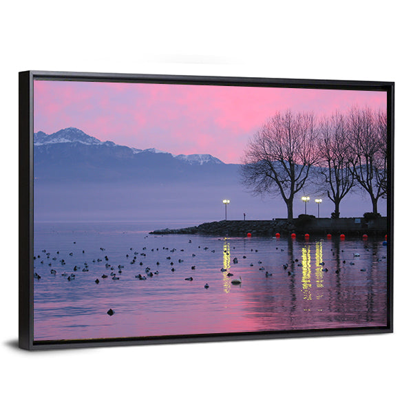 Sunset On Lake Geneva Canvas Wall Art
