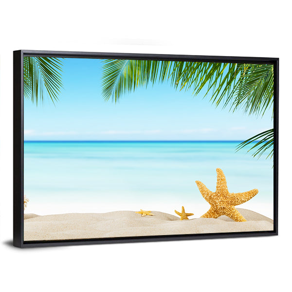 Three Starfish on Tropical Sandy Beach Canvas Wall Art