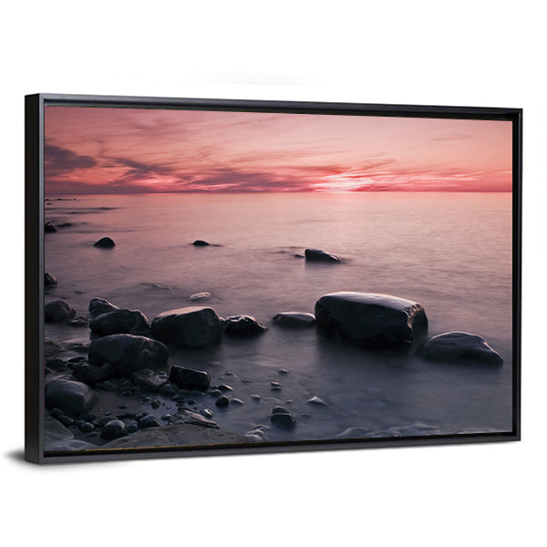 Lakeshore at Sunset in Michigan Canvas Wall Art