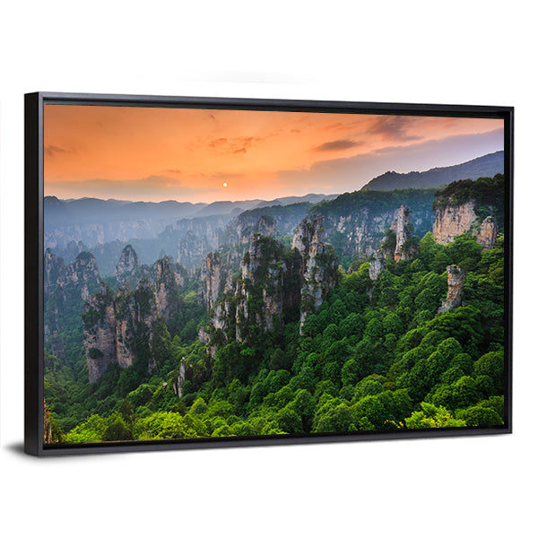 Zhangjiajie National Forest Park At Sunset In China Canvas Wall Art