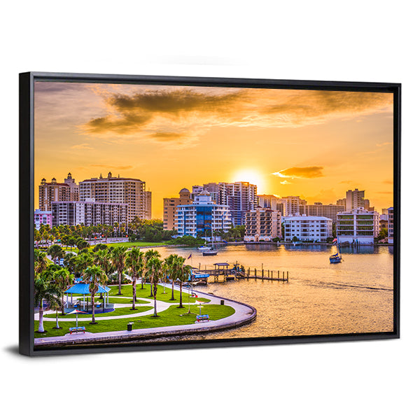 Sarasota Downtown Skyline at Golden Hour Canvas Wall Art