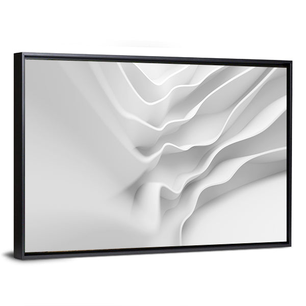 White Architectural Abstract with Layered Forms Canvas Wall Art