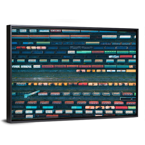 Cargo Trains Close Up Canvas Wall Art
