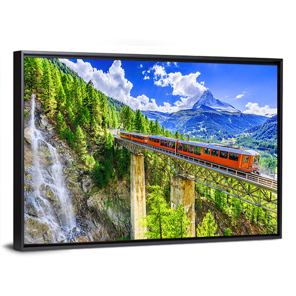 Gornergrat Tourist Train In Zermatt, Switzerland Canvas Wall Art