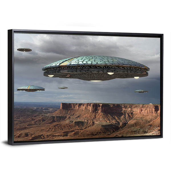 Alien Fleet Over the Grand Canyon Canvas Wall Art