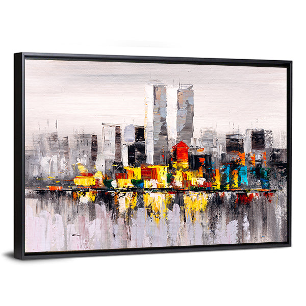Abstract New York City Skyline with Reflection Canvas Wall Art