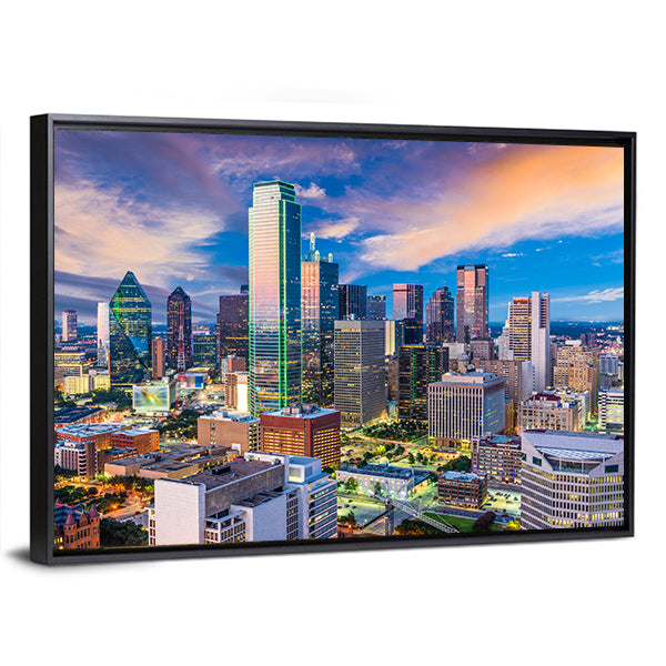 Dallas Skyline at Twilight Canvas Wall Art