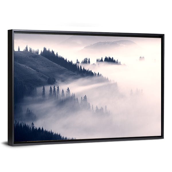 Foggy Carpathians In Ukraine Canvas Wall Art