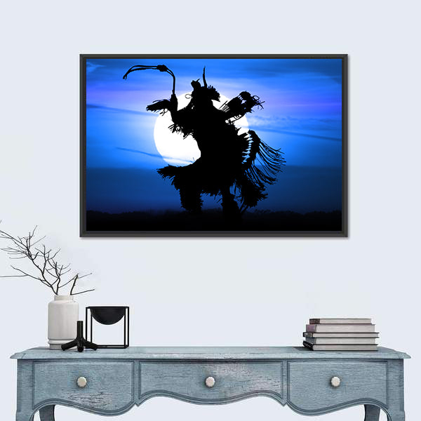 Native American Dancer Silhouette Canvas Wall Art