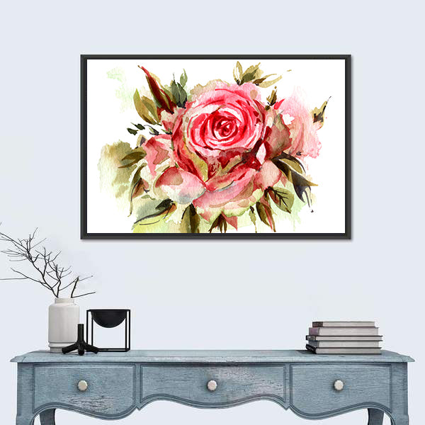 Red Watercolor Roses Canvas Wall Art