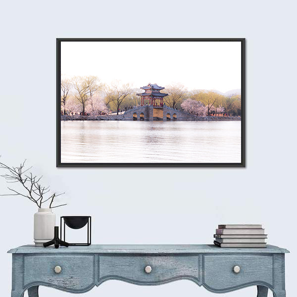 Beijing Palace with Cherry Blossoms Canvas Wall Art