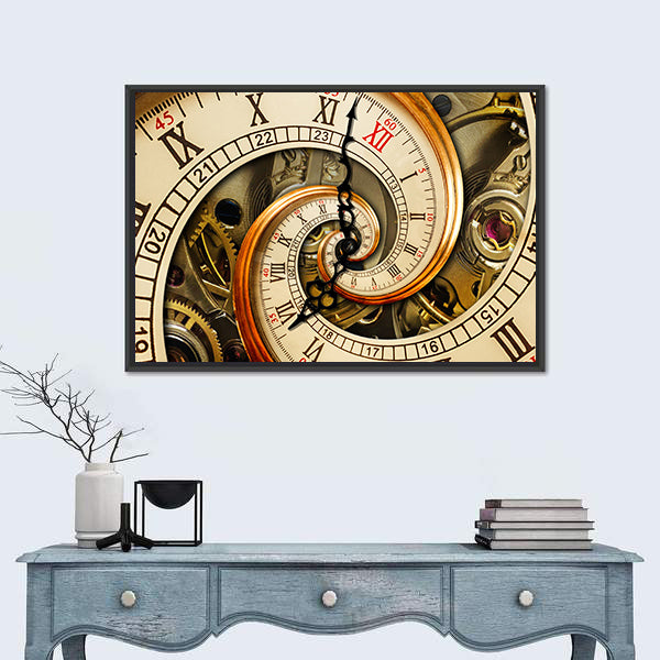 Antique Old Clock Canvas Wall Art